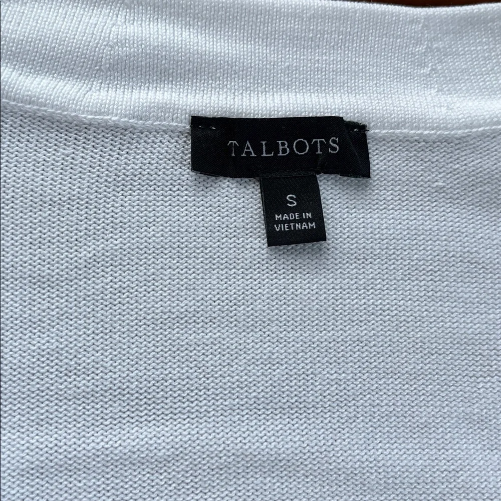 Talbots White Button Down Cardigan Sz S